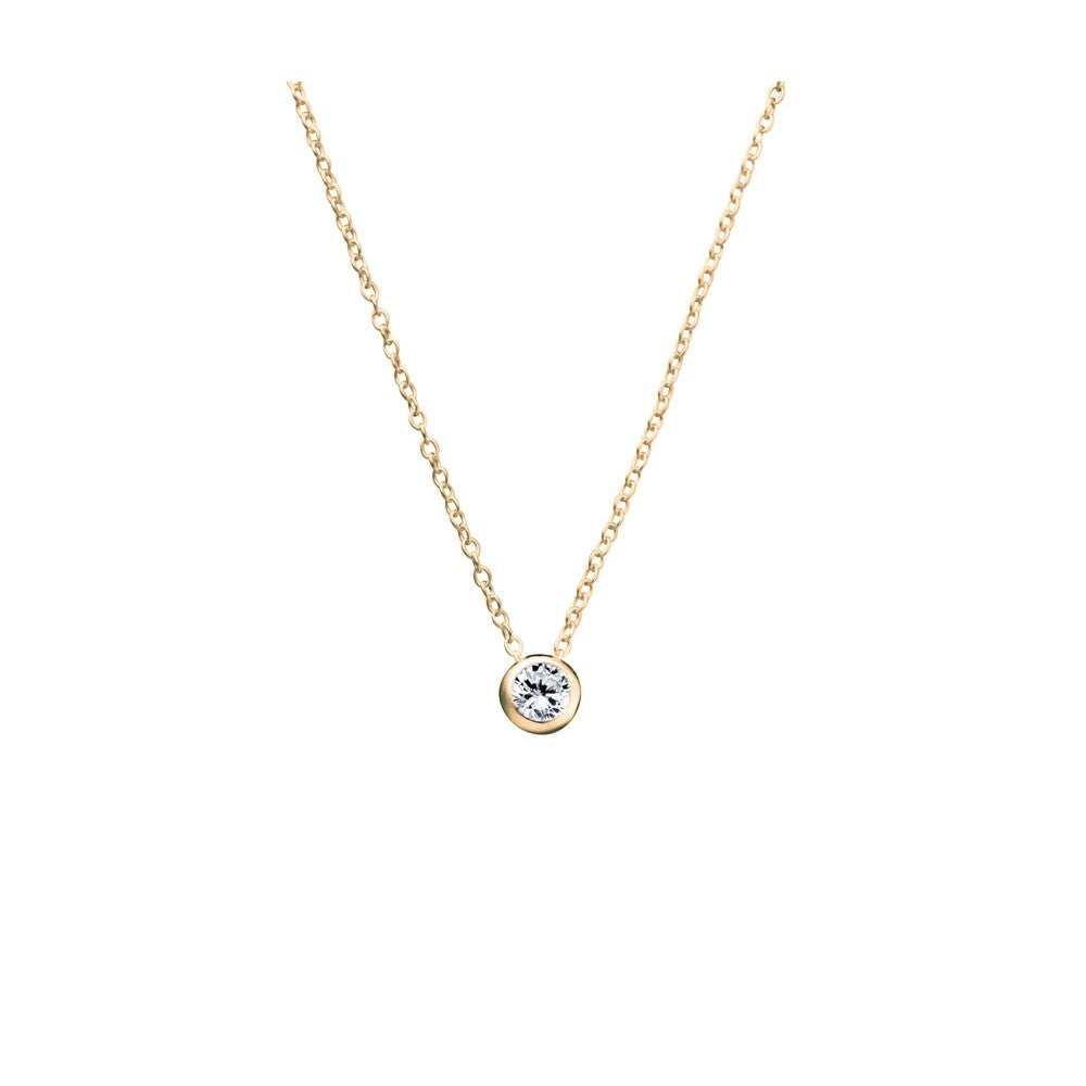 Sterling Silver Necklace With Bezel Set CZ Gold Plated Pendant