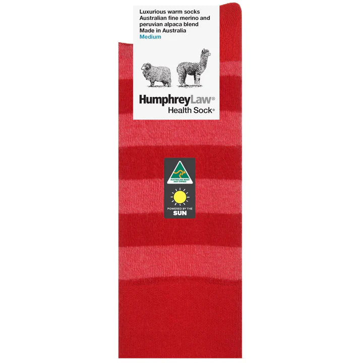 Humphrey Law Merino &amp; Peruvian Alpaca Blend Stripe Health Sock Red