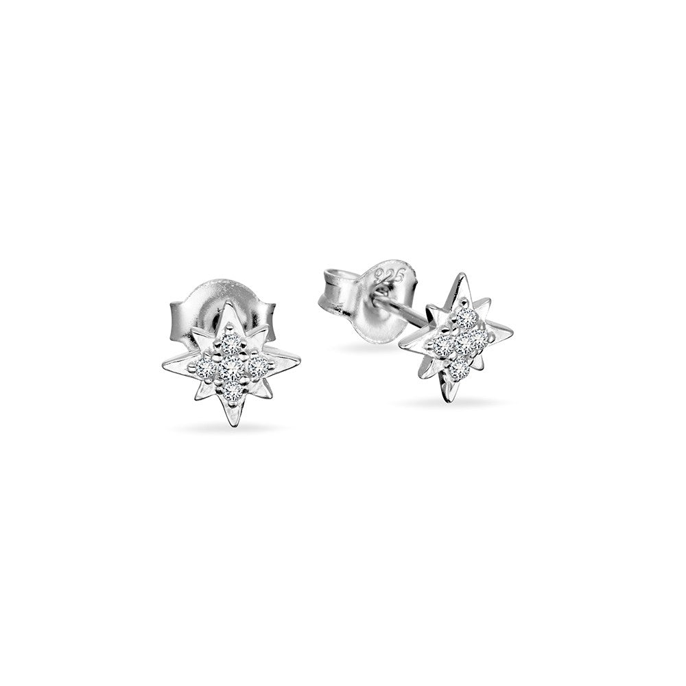 Sterling Silver CZ Spark Stud Earring